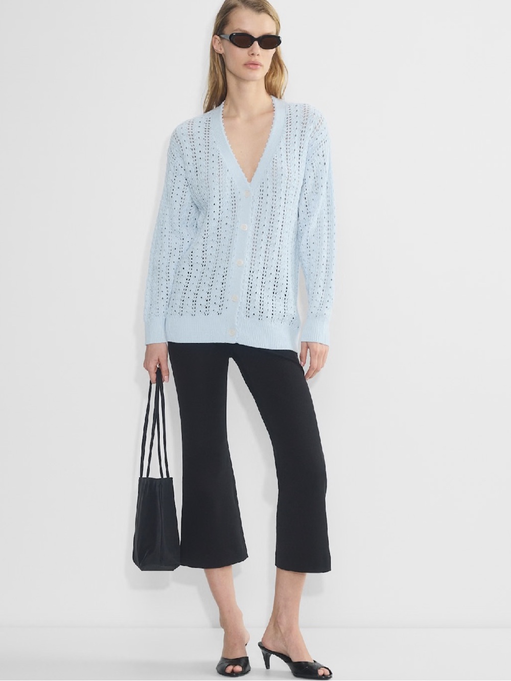 Aritzia Wilfred Reverence Cardigan Relaxed V-neck cotton knit cardigan Small